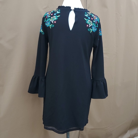 🍎2 Items/$12 OLIVIA & GRACE BOHO STYLE BELL SLEEVE BLACK DRESS SIZE LARGE - Picture 5 of 11